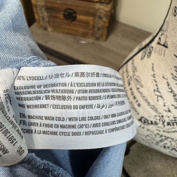 Abercrombie and Fitch Y2k Denim Shirt Mini Dress Sz S Sleeveless Preppy Casual - Picture 8 of 8